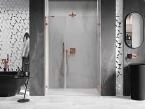 Mexen Lunar-B, pravé otočné sprchové dvere 145 cm, 8mm číre sklo, medený matný profil, 832S-145-050-65-00-P