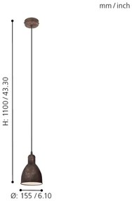 Eglo 49492 - Luster PRIDDY 1 1xE27/60W/230V