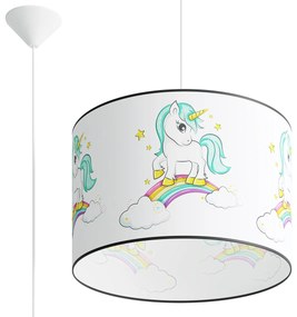Detské závesné svietidlo Unicorn, 1x plastové tienidlo so vzorom, (fi 40cm)