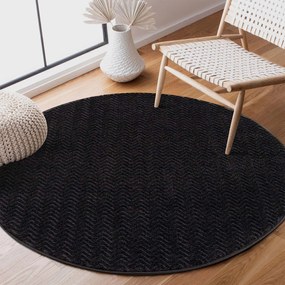 Dekorstudio Okrúhly jednofarebný koberec FANCY 805 -  čierny Priemer koberca: 160cm