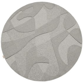 Sivý vlnený okrúhly koberec ø 160 cm Morphic Botanica – Agnella