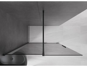 Mexen Velar, sprchová zástena s posuvnými dverami Walk-in 150 x 200 cm, 8mm šedé sklo, čierna matná, 871-150-000-43-70