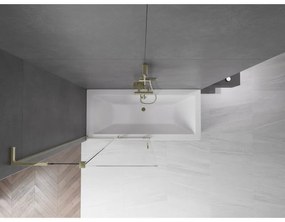 Mexen Velar L, 2-krídlová posuvná vaňová zástena 100 x 150 cm, 8mm číre sklo, zlatý lesklý profil, 896-100-003-01-50