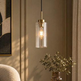 Art Deco závesná lampa zlatá s čírym sklom pre 1-fázový koľajnicový systém - Iconic Laura