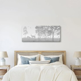 Obraz - Lúka s jeleňami (120x50 cm)