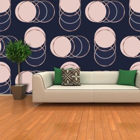 Sablio Tapeta Kruhy a bodky - 336x220 cm