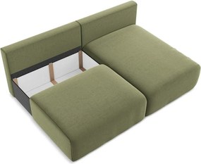 Zelená zamatová rozkladacia/s úložným priestorom rohová pohovka (pravý roh/s leňoškou) Kalena – Makamii