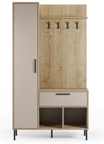 Predsieňová zostava v dekore duba v krémovo-prírodnej farbe 108x195x35 cm Heidy – Marckeric