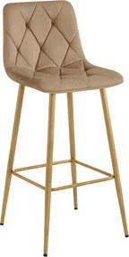 Barová stolička NADO zamatová, hnedá / hnedá