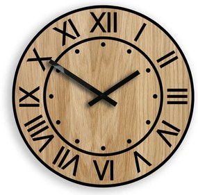 Drevené nástenné hodiny Artur 33 cm dub prírodný/čierny