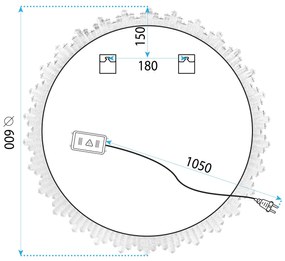 Tutumi Tutumi, LED zrkadlo 60cm YH-3564, HOM-01500