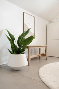 Okrúhly kvetináč BERBELIT, sklolaminát, výška 30 cm, biely