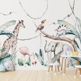Gario Detská nálepka na stenu Savanna - slon, žirafa a iné zvieratá Rozmery: 300 x 200 cm