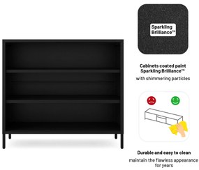 Čierny kovový regál s policami LUCA Modern 1000 x 900 x 350 mm