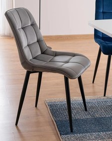 Stolička Chic Velvet sivá – čierne nohy