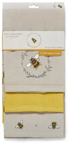 Súprava 3 béžovo-žltých bavlnených kuchynských utierok Cooksmart ® Bumble Bees