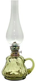 Floriánova huť Petrolejová lampa TEREZA 34 cm lesná zelená veľká krakle FL0079