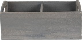 Šedá antik drevená debnička s priehradkami a držadlom - 30*15*13 cm
