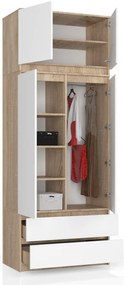 Skriňa s nadstavcom S 90 cm 2D 2SZ CLP dub sonoma / biela