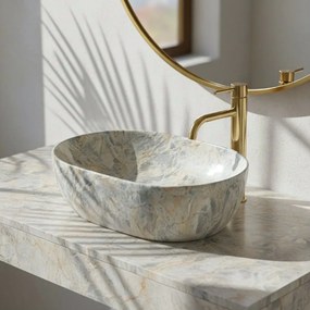 Rea Amelia, umývadlo na dosku 480x345x135 mm, imitácia kameňa, REA-U0625