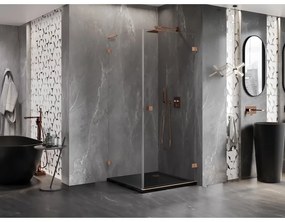 Mexen Lunar-B L, 1-krídlový sprchový kút, pravý, 80 x 80 cm, 8mm číre sklo, medený profil, 832L-080-080-65-00-P