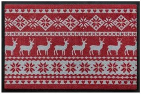 Sviatočná premium rohožka - červený vianočný motív (Vyberte veľkosť: 75*50 cm)
