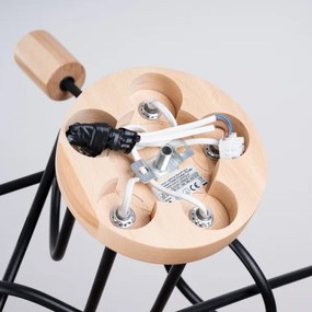 Sollux SL.1478 - Prisadený luster EMBER 5xE27/15W/230V čierna/béžová/buk