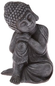 Betónová soška Budha, tm. šedá, 16 x 11 x 12 cm