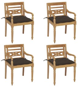 Stoličky Batavia s podložkami 4 ks tíkový masív 3073318