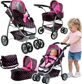 Kočík pre bábiky Alice Deep, kočík, prenosná postieľka 2v1