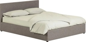 Sivá čalúnená dvojlôžková posteľ s úložným priestorom s roštom 180x200 cm Nahiri – Kave Home