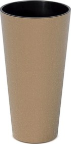 Plastový květináč TUBUS Slim Eco Wood 20 cm hnědý