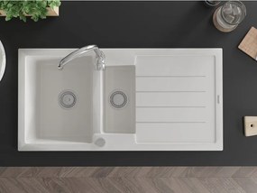 Mexen Andres - granitový drez 100,0x50,0cm, 1,5-komorový, biela, 6515101510-20