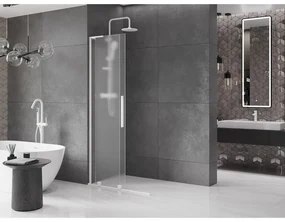 Mexen Velar L, posuvná sprchová zástena Walk-in 120 x 200 cm, 8mm sklo námraza, biela matná, 871-120-003-33-20