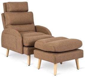 Polohovacie kreslo Henry s podnožkou hnedé