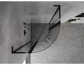 Mexen Mist L, štvrťkruhový sprchový kút s 2-krídlovými dverami, 90 x 90 cm, 8mm číre sklo, čierny profil, 8A32L-090-090-70-00