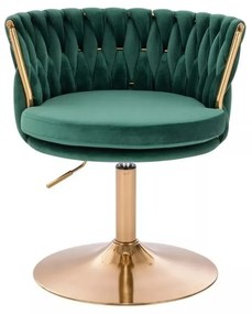 LuxuryForm DESIGN Stolička LYON VELUR na zlatom tanieri - zelená