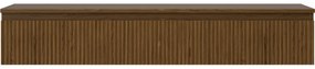 Mexen Rivel, kúpeľňová skrinka pod umývadlo 140 cm s hornou časťou, 1 zásuvka, drážkovaná, orech, 91A20-14023-1-BFC86