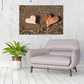 Obraz - Drevené srdiečka (90x60 cm)