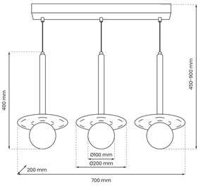 Luster na lanku FUTURA 3xG9/7W/230V čierna