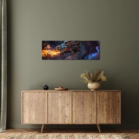 Obraz - Drak pľuvajúce plamene (s hodinami) (90x30 cm)