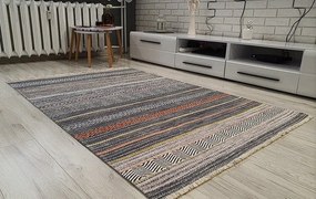 HU Viacfarebný moderný koberec Banco 1049-sivý Rozmer: 60x110 cm