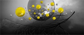 Obraz - žlté abstraktné gule (120x50 cm)