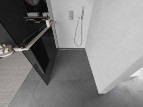 Mexen Kioto+, sprchová zástena Walk-In s poličkou a vešiakom 80 x 200 cm, 8mm šedé sklo, brúsená oceľ profil, 800-080-121-97-40