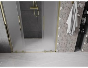 Mexen Velar L Duo, posuvné sprchové dvere do otvoru 160 cm, 8mm sklo námraza, zlatá lesklá, 871-160-003-32-50