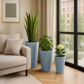 Sada 3 ks kvetináčov 3 round - sivá