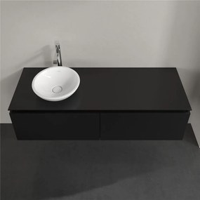 VILLEROY &amp; BOCH Legato závesná skrinka pod umývadlo na dosku (umývadlo vľavo), 2 zásuvky, 1400 x 500 x 380 mm, Black Matt Lacquer, B58700PD