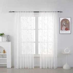 Biely záves FLORIA s kvetinovým vzorom 140x250 cm Zavesenie: Riasiaca páska