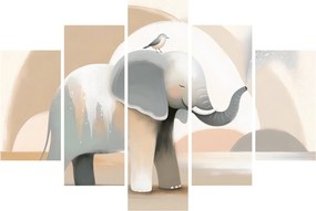 Obraz - Slon v pastelových farbách (150x105 cm)