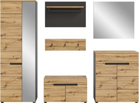 Predsieňová zostava Cano (6-dielna), šedá/dub artisan